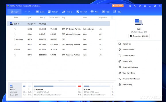 Aomei Partition Assistant Server Edition screenshot