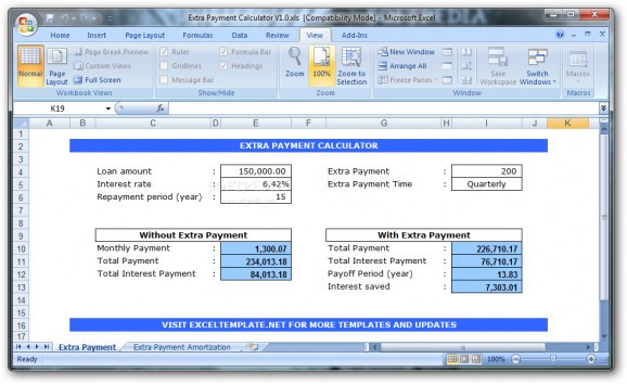 Extra Payment Calculator screenshot