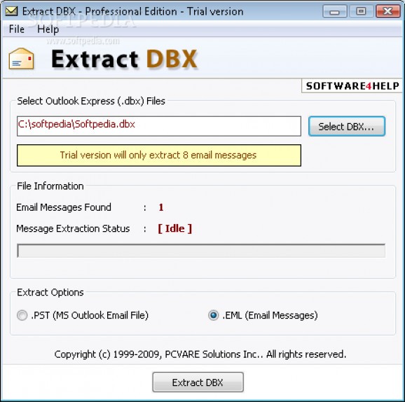 Extract DBX screenshot