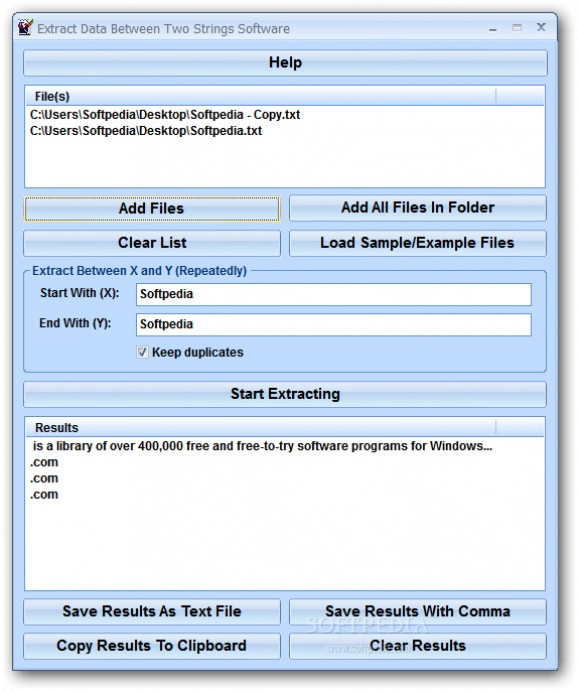 Extract Data Between Two Strings Software screenshot