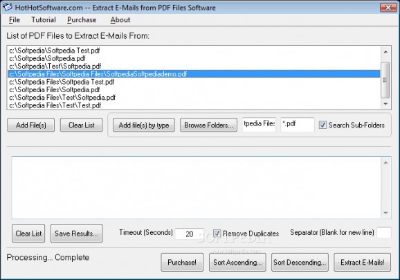 Extract E-mails from PDF Files Software screenshot
