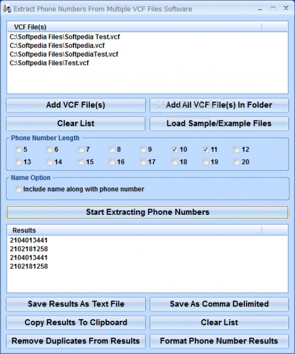 Extract Phone Numbers From Multiple VCF Files Software screenshot