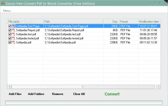 Ezovo free Convert Pdf to Word Converter screenshot