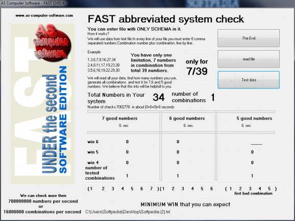 FAST abbreviated system check screenshot