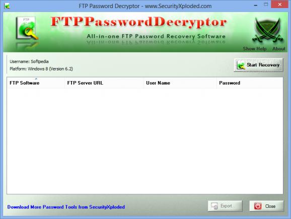 FTP Password Decryptor Portable screenshot