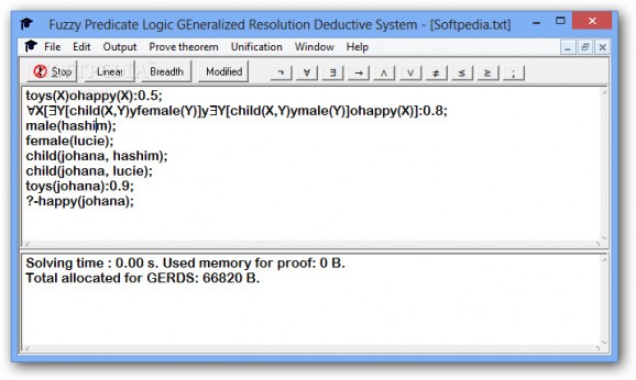Fuzzy Predicate Logic GEnerealized Resolution Deductive System screenshot