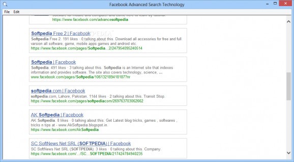 Facebook Advanced Search Technology screenshot