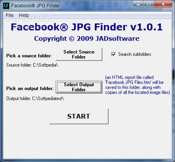 Facebook JPG Finder screenshot