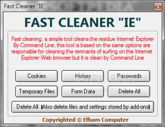 Fast Cleaner "IE" screenshot