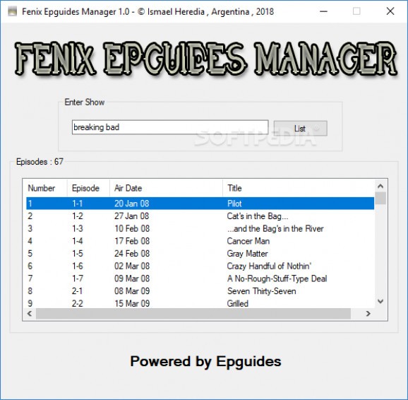Fenix Epguides Manager screenshot