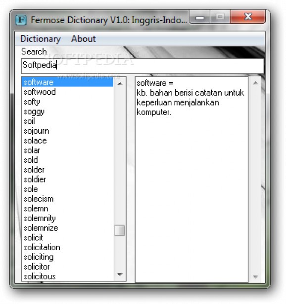 Fermose Dictionary screenshot