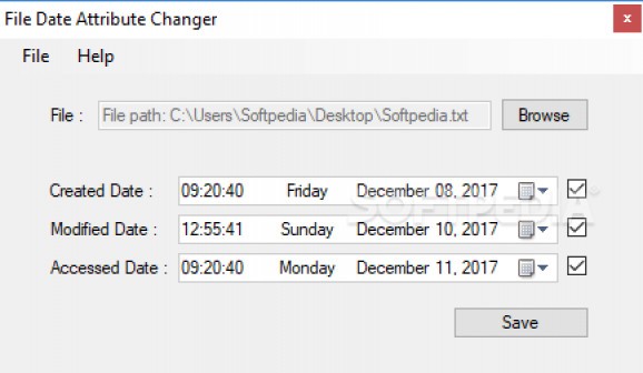 File Date Attribute Changer screenshot