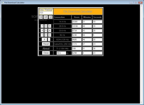 File Download Calculator screenshot