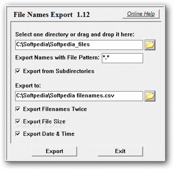 File Names Export screenshot