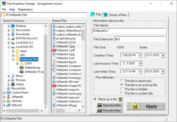 File Properties Changer screenshot