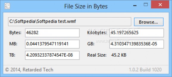 File Size in Bytes screenshot