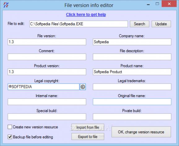File version info editor screenshot