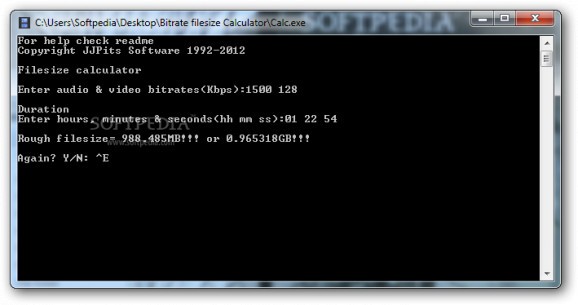 Filesize Calculator screenshot
