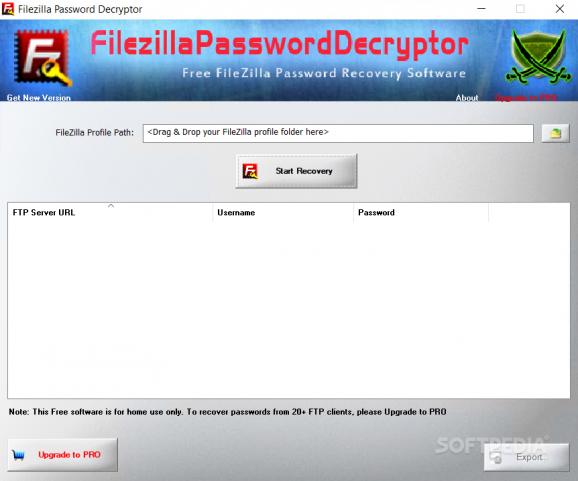 Filezilla Password Decryptor screenshot