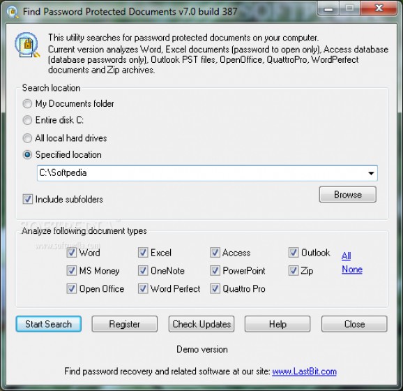 Find Password Protected Documents screenshot