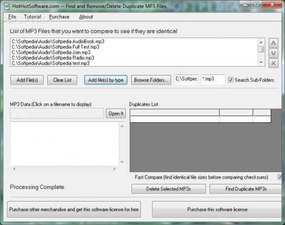 Find and Remove/Delete Duplicate MP3 Files screenshot
