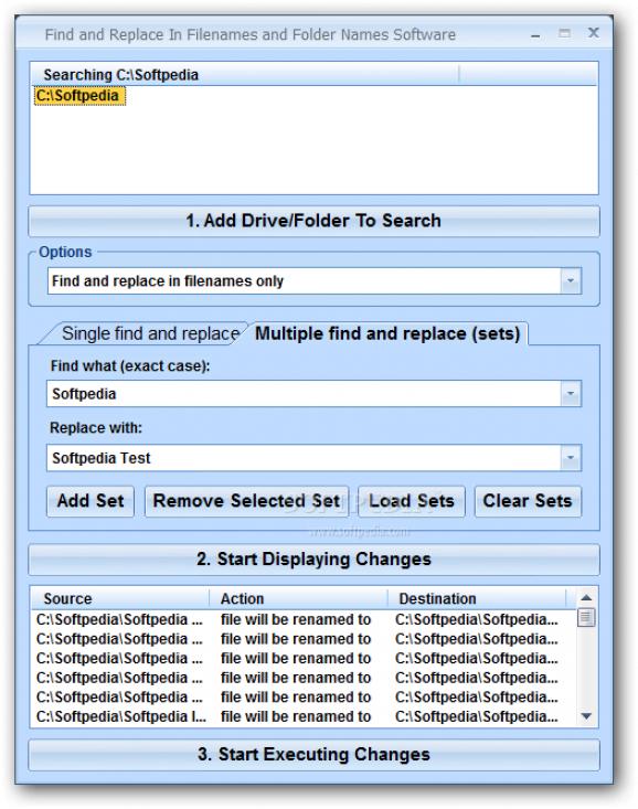 Find and Replace In Filenames and Folder Names Software screenshot
