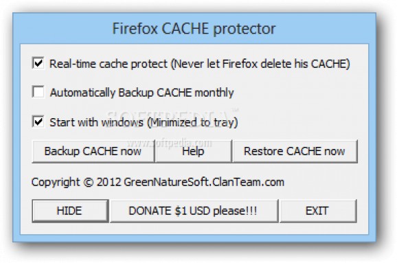 Firefox Cache Protector screenshot