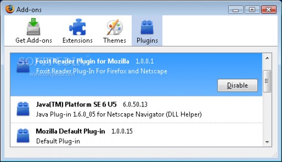 Firefox Plugins screenshot