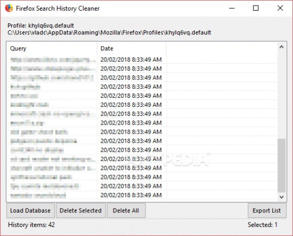 Firefox Search History Cleaner screenshot