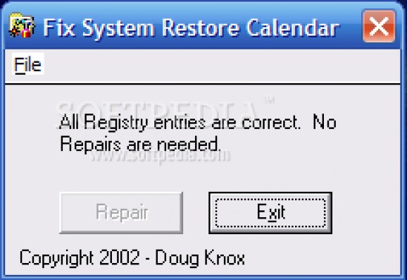 Fix System Restore Calendar screenshot
