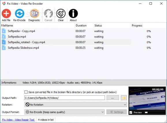 Fix.Video - Video Re-Encoder screenshot