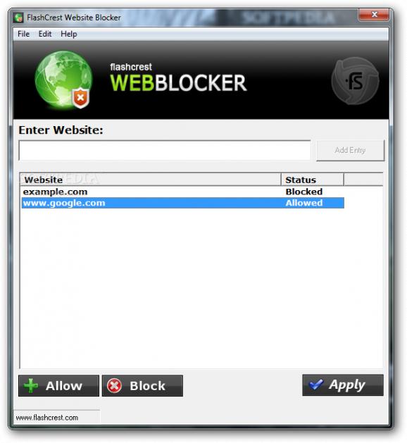 FlashCrest Website Blocker screenshot