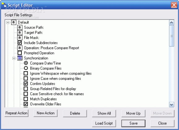 Folder Synchronize Script Editor screenshot