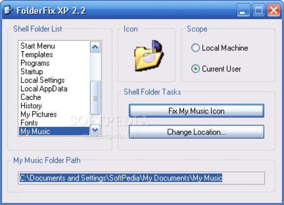 FolderFix XP screenshot