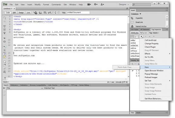 Form Auto Clear for Dreamweaver screenshot