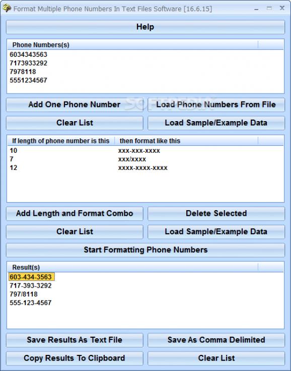 Format Multiple Phone Numbers In Text Files Software screenshot