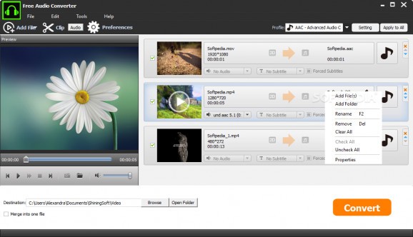 ShiningSoft Free Audio Converter screenshot