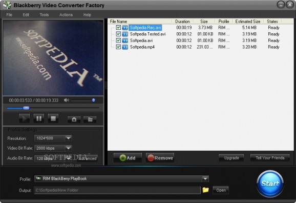 BlackBerry Video Converter Factory screenshot