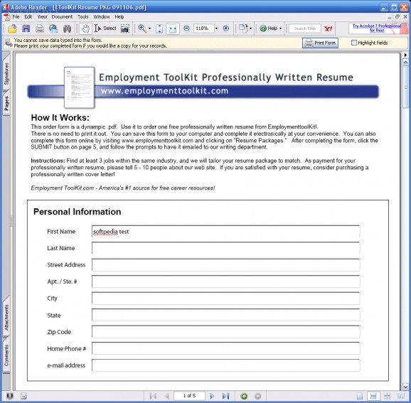 Free Employment ToolKit Resume Templates screenshot