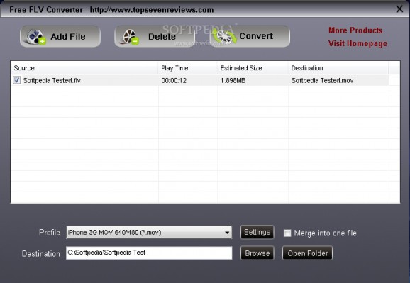 Free FLV to MOV Converter screenshot