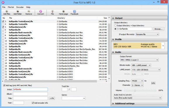 Pazera Free FLV to MP3 Converter screenshot