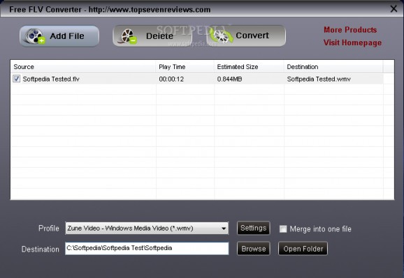 Free FLV to Zune Converter screenshot