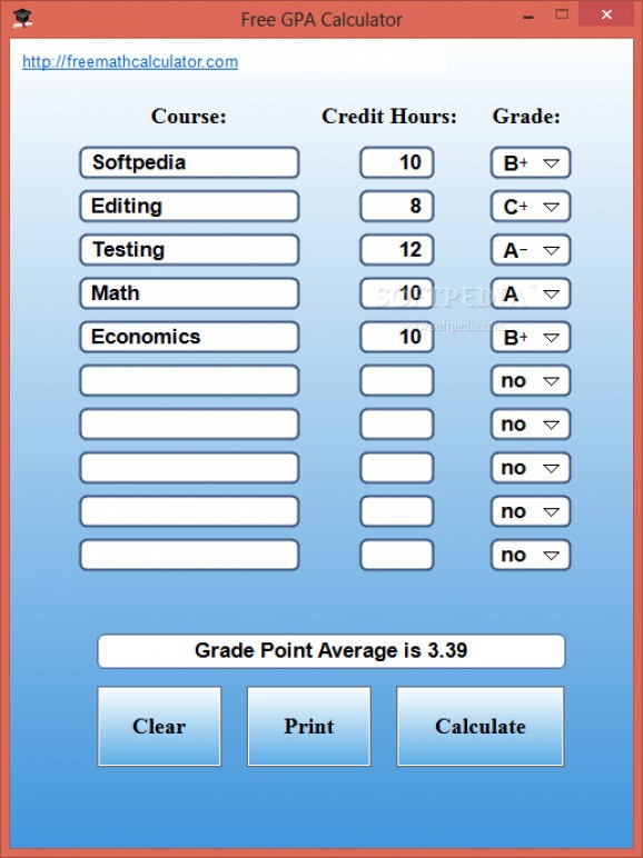Free GPA Calculator screenshot