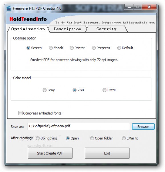 Freeware HTI PDF Creator screenshot
