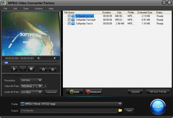 Free MPEG Video Converter Factory screenshot