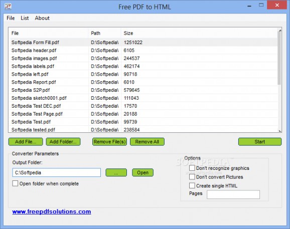 Free PDF to HTML screenshot