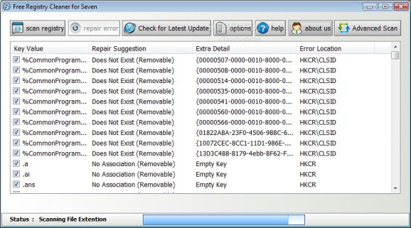 Free Registry Cleaner for Seven screenshot