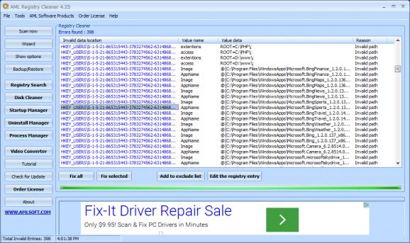 AML Registry Cleaner screenshot