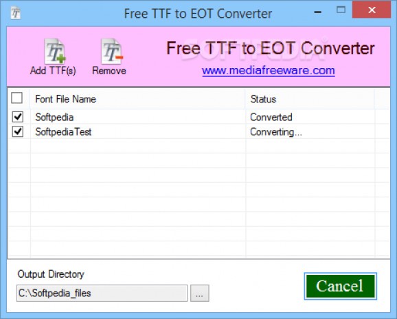 Free TTF to EOT Converter screenshot