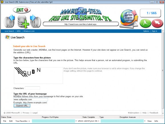 Free URL Site Submitter SpX screenshot